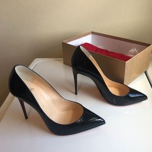 Louboutin Pigalle Follies 100 mm Patent Black 38.5